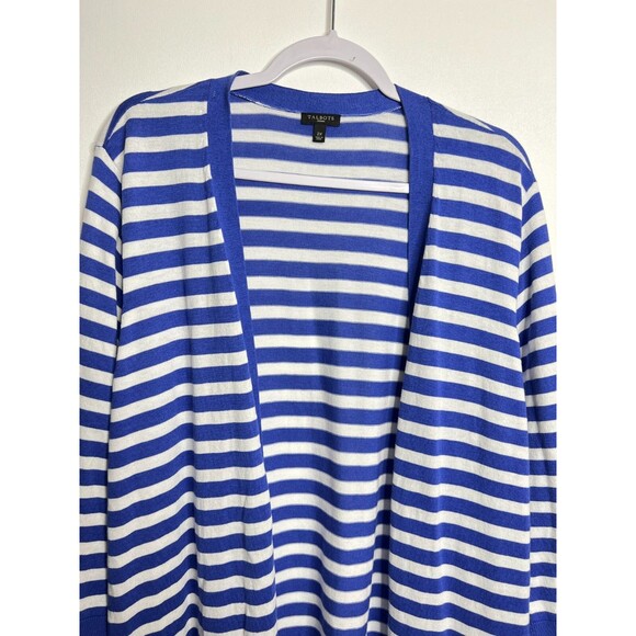 Talbots Cardigan Sweater Womens Plus Size 2X Open Front Striped Long - Picture 4 of 11